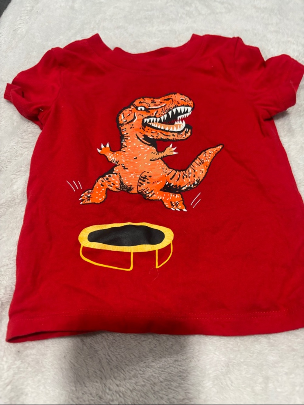 🟢10/$10 - Red Kids T-Shirt with Orange Dinosaur